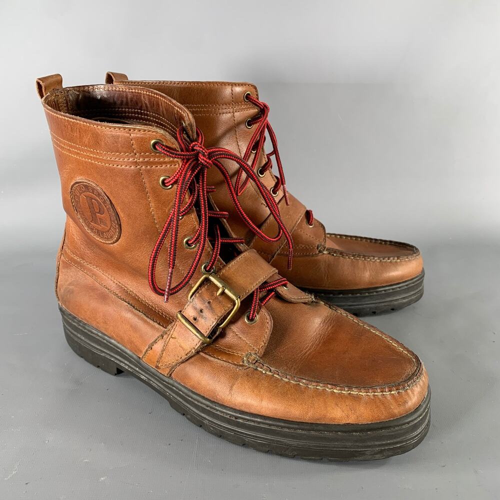 RALPH LAUREN Size 13 Brown Red Leather Boots